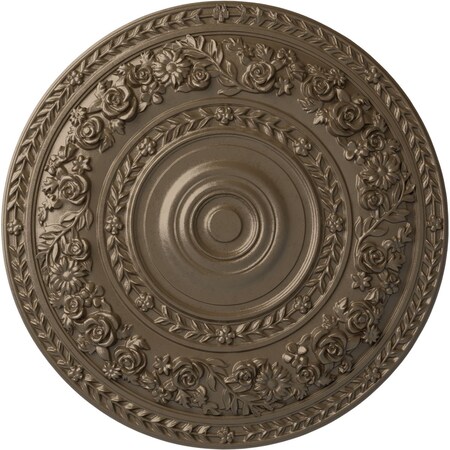 Ekena Millwork Rose Ceiling Medallion (Fits Canopies up to 13 1/2"), Hand-Painted Warm Silver, 33 7/8"OD x 2 3/8"P CM33ROWSS